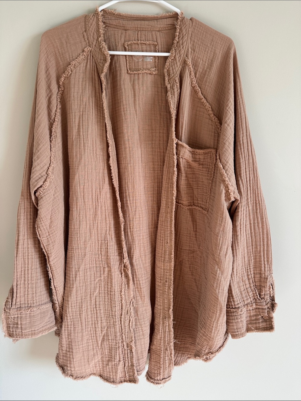 aerie lightweight gauze swim coverup in blush tan - Picture 1 of 5